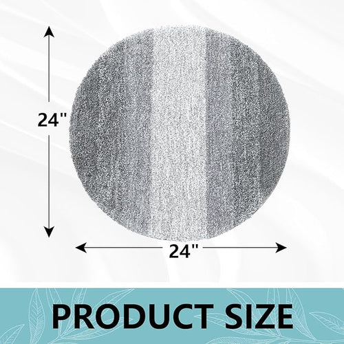 Arotive Microfiber Bathroom Rugs, Shaggy Soft and Absorbent Bath Rug, Non-Slip, Thick Plush Machine Washable Dry Bath Mats for Bathroom, Tub and Shower, 24x24, Grey, Round