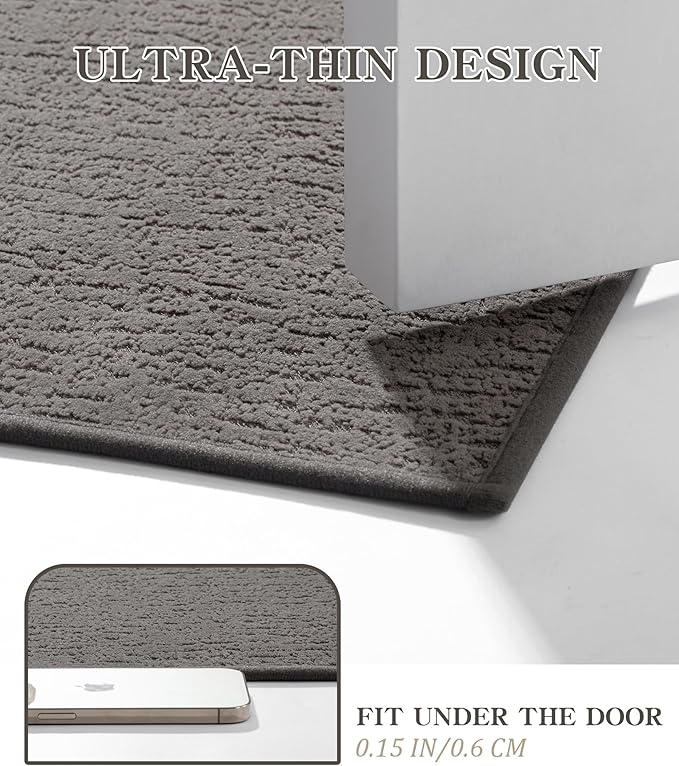 chakme Bathroom Rugs Mat 59x24, Ultra Thin Non Slip Bath Mat Quick Dry Absorbent Bath Mat for Bathroom Floor, (Dark Grey, 59"x24")