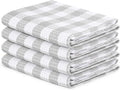 Blue Needles Waffle Weave Check Plaid Kitchen Towels, 15x25 Inches 100% Cotton Set of 4 Dish Towels for Kitchen, Soft & Absorbent for Quick Drying with Hanging Loop Spring Summer - Ash Grey & White