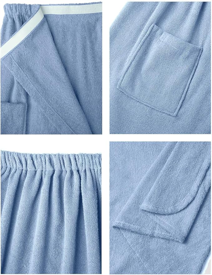 SIORO Women Bath Towel Wrap Robe, Soft Cotton Terry Spa Cloth, Plush Adjustable Closure for Shower, Travel, Pool, Gym