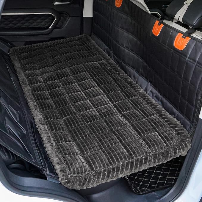 HOMEREFROM Washable Large Dog Bed for Cars, Dog Car Seat Cover for Backseat, Anti-Slip Pet Sleeping Mat, Car Seat Protector, Travel Pet Pad for Trucks and SUV (Black, 24.8" x 54")