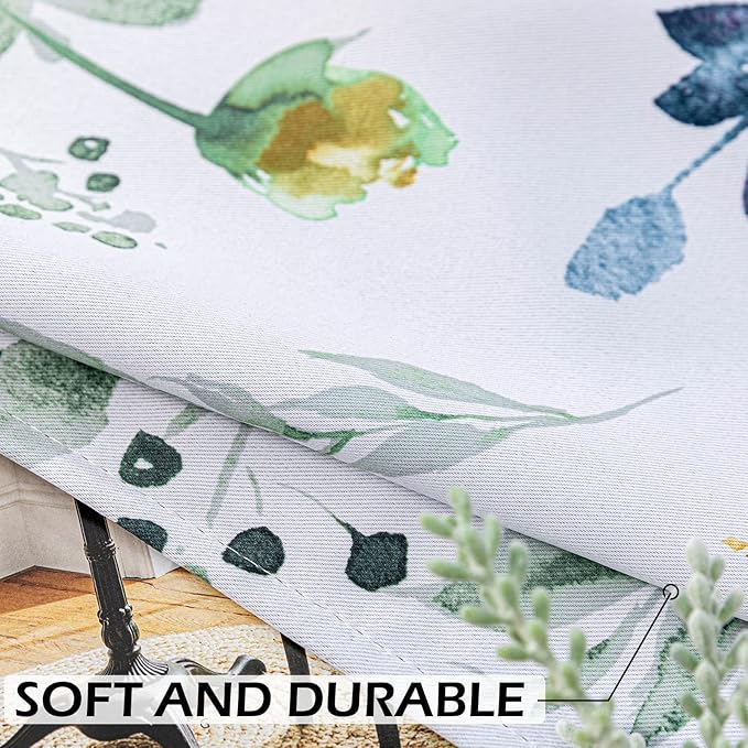 MYSKY HOME Floral Curtains 108 inches Long Living Room Curtains Thermal Insulated Room Darkening Curtains for Dining Room Vintage Classical Floral Printing Drapes, 2 Panels, Yellow and Blue