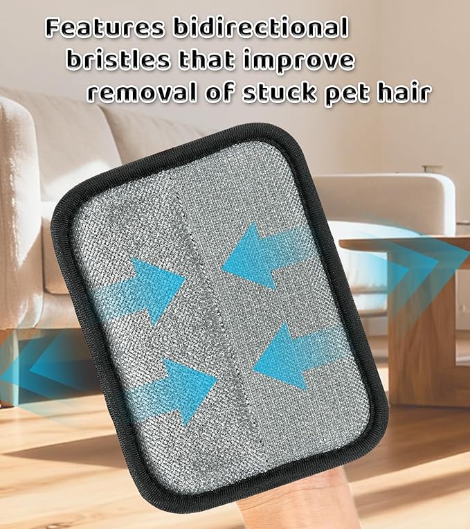 LUCKYOPERA Pet Hair Removal Gloves for Cats & Dogs, Reusable Electrostatic Grooming Gloves, Hair Remover Tool for Couch, Furniture, Carpet, Car Seat, Clothes (Regular Type)