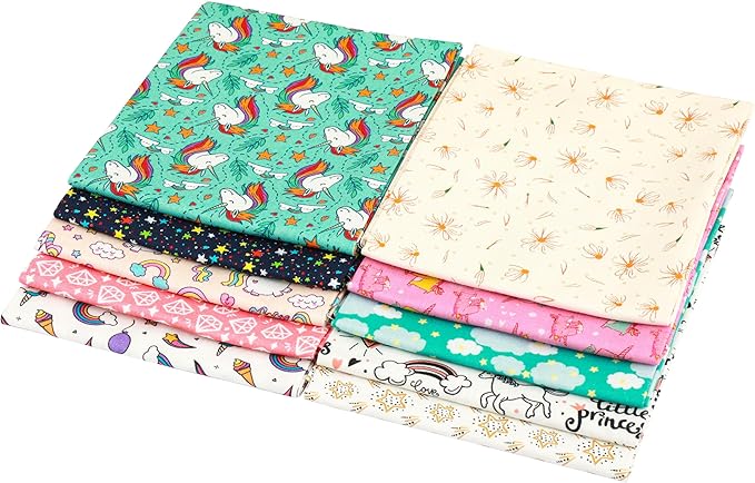 Craftido -25 Options- 100% Cotton Quilting Fabric Bundles 10pcs Fat Quarters 18”x21”-Medium Weight 5.2 oz- Soft Cotton for Quilting, Sewing Project, Patchwork, DIY Crafts – Day Dreaming