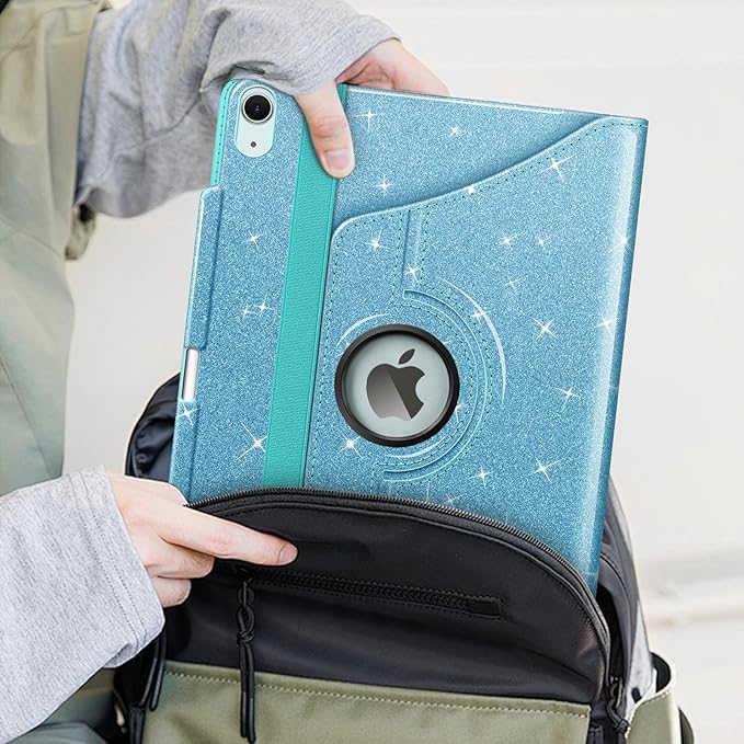 Fintie Rotating Case for iPad Air 13-inch (M3) 2025, (M2) 2024-360 Degree Swiveling Protective Stand Cover with Pencil Holder, Auto Wake/Sleep, Glittering Blue