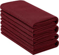 Homaxy 100% Cotton Waffle Weave Kitchen Towels - 4 Pack Soft and Absorbent Dish Towels - 16 x 26 Inches Quick Dry Hand Towels - Burgundy