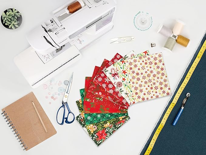 Craftido -25 Options- 100% Cotton Quilting Fabric Bundles 10pcs Fat Quarters 18”x21”-Medium Weight 5.2 oz- Soft Cotton for Quilting, Sewing Project, Patchwork, DIY Crafts – Winter Christmas
