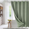 MitoVilla Sage Green Waffle Long Shower Curtain Liner Set 72 x 80, No Hooks Required 80 inch Long Fabric Cloth Shower Curtain Set with Cloth Snap-in Liner for Modern Hotel Bathroom Decor