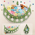 Stuffed Animal Hammock Corner, 56'' Large Boho Leaf Macrame Wall Mount Toy Hammock, Hanging Net Organizer for Teddy Plush, Avocado Green Nursery Toy Net w/Star Lights for Kid Girls Boys Gift