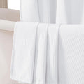 OVZME White Shower Curtain Set, Waffle Textured Heavy Duty Fabric Thick Shower Curtain for Bathroom, 230GSM Luxury Weighted Bath Curtain with 12 Plastic Hooks, 72x72, White