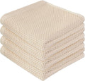 FreeNook 100% Cotton Waffle Weave Kitchen Towels, 4 Pack Dish Cloths for Washing Dishes, Ultra Soft Absorbent Dish Towels, Quick Drying Kitchen Rags, 13x28 Inches, Beige