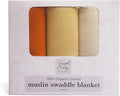 Sweet Acorn Muslin Swaddle Blanket – Soft Cotton Muslin Baby Blanket for Newborns, Infants, and Toddlers, All-Season Comfort Baby Essential - Orange, Yellow, White