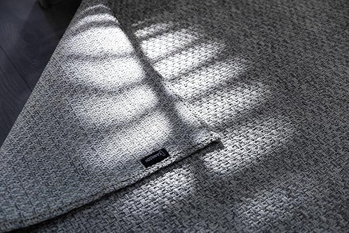 CAMILSON Easy Jute Rug 5x7 Indoor Outdoor Gray Farmhouse Area Rugs for Living Room and Kitchen Rug, Solid Boho Woven Design Easy-Cleaning Washable Outside Carpet Alfombras (5 x 7)