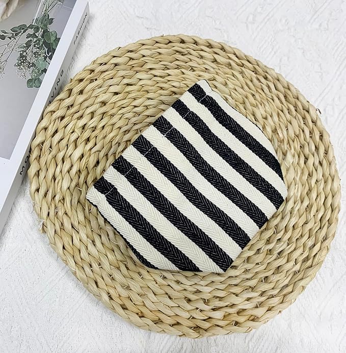 getgto 2 Pcs Makeup Bags, Large Cosmetic Bag Travel Toiletry Bag Organizer for Women, Embroidery Craft, Stripe Makeup Bag Small Cosmetic Pouch Purse with Zipper Gifts for Girls Teen