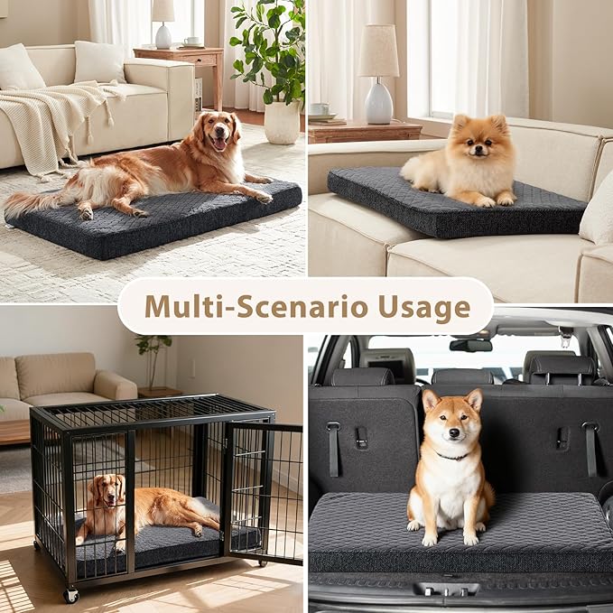 JOEJOY Orthopedic Dog Bed for Small Dogs, Washable Dog Crate Bed Small Sized with Removable Cover, Egg Memory Foam Pet Beds, Grey, 23"x17"