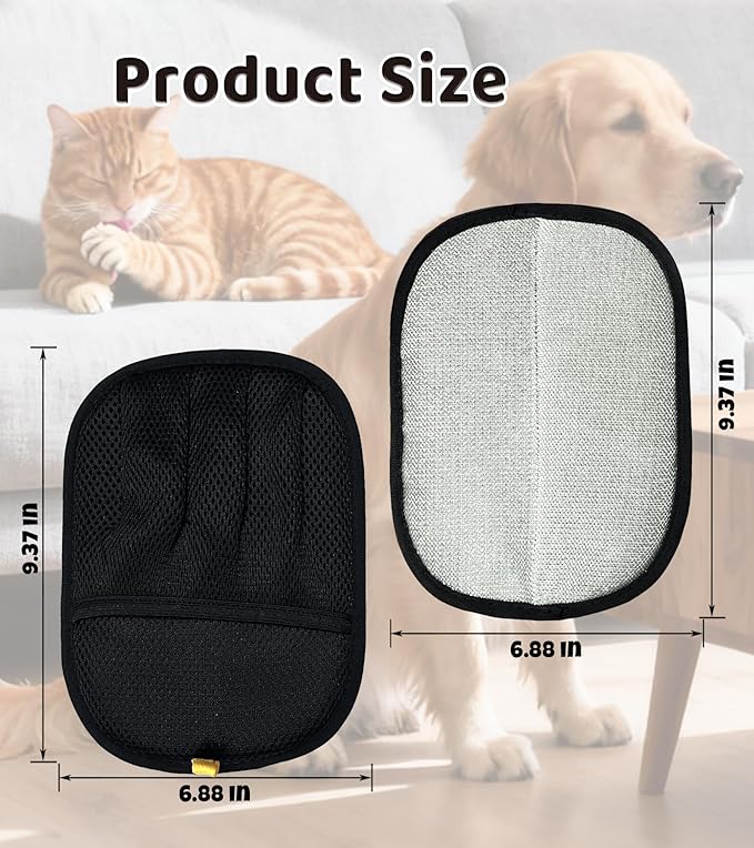 LUCKYOPERA Upgraded 5-Finger Pet Hair Removal Gloves for Cats & Dogs, Reusable Electrostatic Magic Brush for Carpet, Couch, Car Seat, Clothing, Gentle Grooming and Hair Remover Tool (Black)