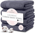 MAURA Indigo Blue Extra Large Turkish Cotton Luxury Bath Towels Set of 4. Ultra-Soft, Thick & Plush Towels for Bathroom - Denim Blue