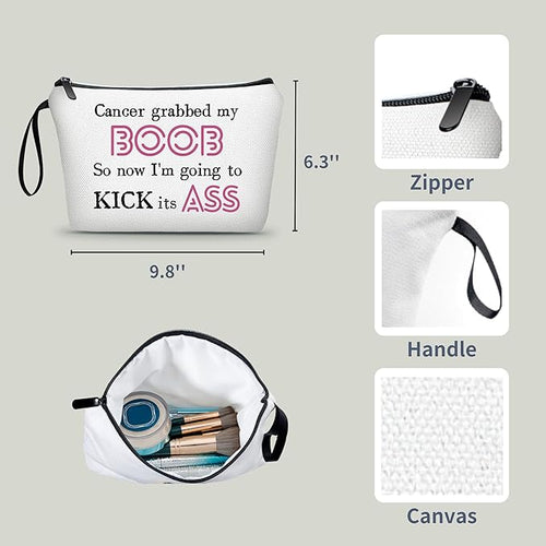 ARIOSEY Breast Cancer Gift Set - Travel Cosmetic Bag, Motivational Gifts for Cancer Care, End Of Chemo & After Surgery Support