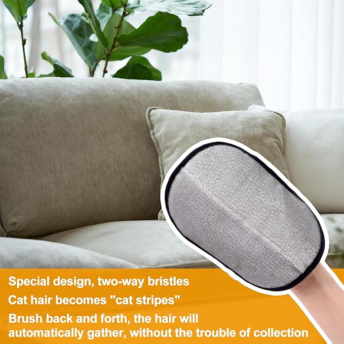 VARMDUKKE Pet Hair Removal Gloves for Cats and Dogs, Pet Hair Electrostatic Magic Brush Gloves, Efficient Pet Grooming Hair Remover Tools for Carpet, Couch, Laundry, Car Seat (2pcs, Black)