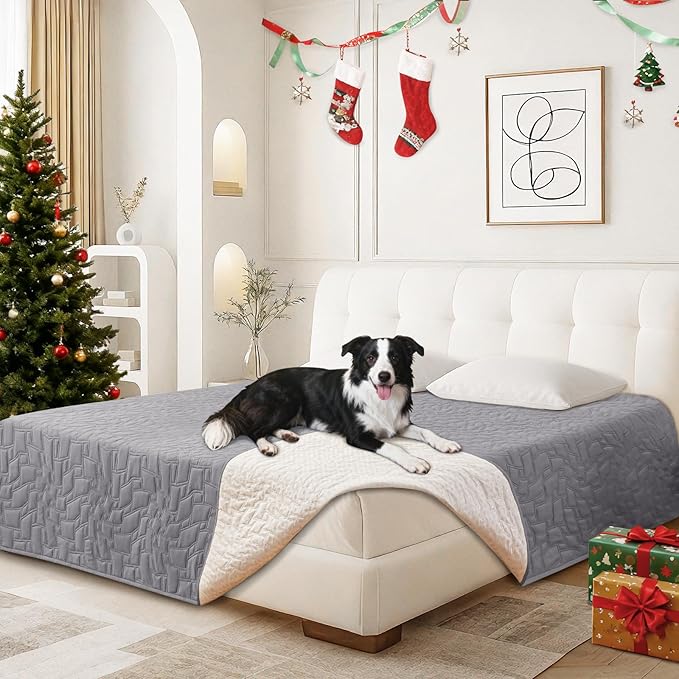 CYCMACO Waterproof Dog Bed Cover, Non-Slip Dog Blanket for Couch, Couch Covers for Dogs Washable, Pet Blanket for Furniture, Pet Bed Mat for Sofa, Car, Pet Supplies (40x50 Inch, Light Grey)