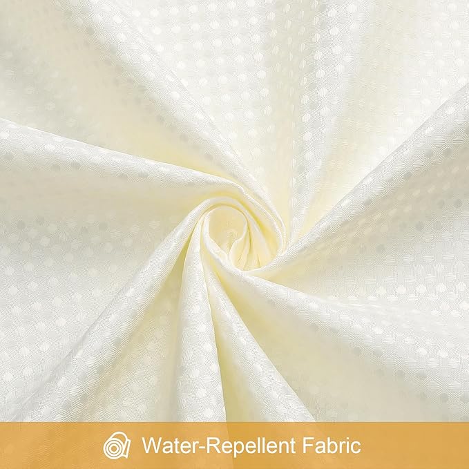 Craidlela 3 in 1 Stall Half Size Cream Shower Curtain Set-36 W x 72 H, Ivory Waffle Waterproof Fabric and PEVA Liner Set with Stainless Steel Hooks