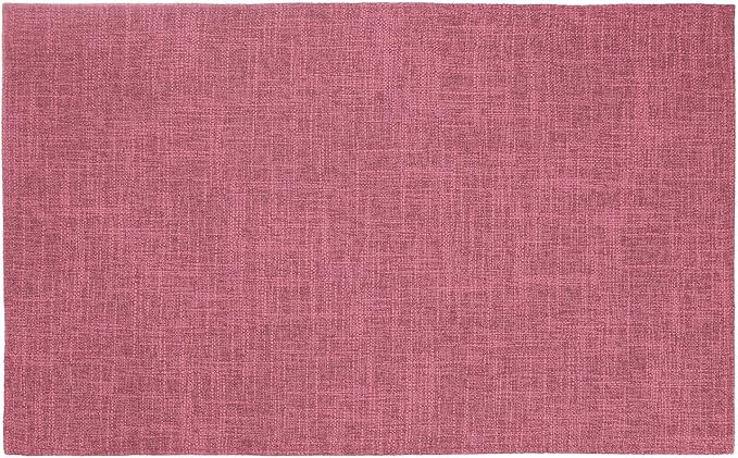 HARFINGTON 4pcs Linen Fabric Placemats 12" x 18" Polyester Rectangle Place Mats Machine Washable Heat Resistant Kitchen Table Mats for Outdoor Indoor Party Family Holiday, Rose Red