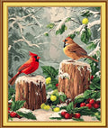 Foxnyart Stamped Cross Stitch Kits Full Range of Embroidery Needlework Starter Kits for Beginners Adults 11CT Embroidery Patterns Art Crafts DIY Needlepoint Kit-Little Bird Snow Scene 16x20 inchs