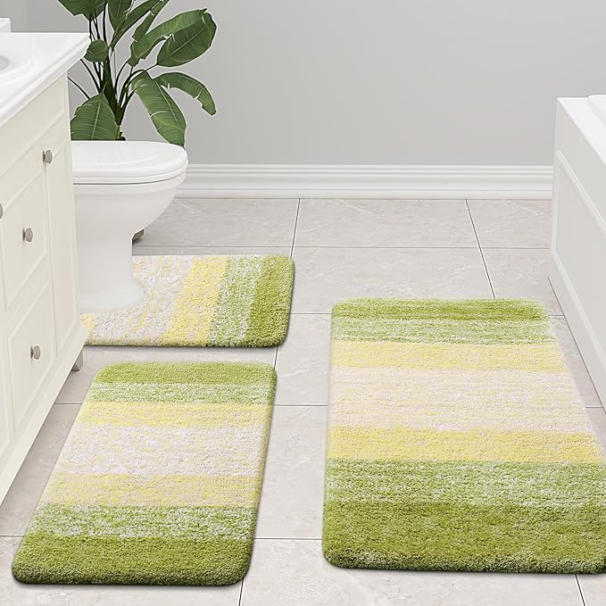 Arotive Microfiber Bathroom Rugs, Shaggy Soft and Absorbent Bath Rug, Non-Slip, Thick Plush Machine Washable Dry Bath Mats for Bathroom, Tub and Shower, 30x20, Olive Green, Rectangular