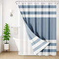 Nesphy Shower Curtain and Liner, Blue Striped 3 in 1 Shower Curtain and PEVA Liner Set with 12 Rust-Resistant Metal Hooks, Waterproof Fabric Shower Curtains for Bathroom, 72 W x 72 H
