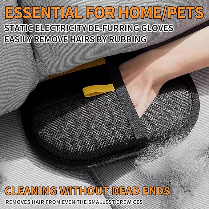 YUZUKYAUY 2 Pcs Electrostatic Gloves Pet Hair Removal,Reusable Pet Cat Dog Hair Removal Grooming Gloves Brush Tool