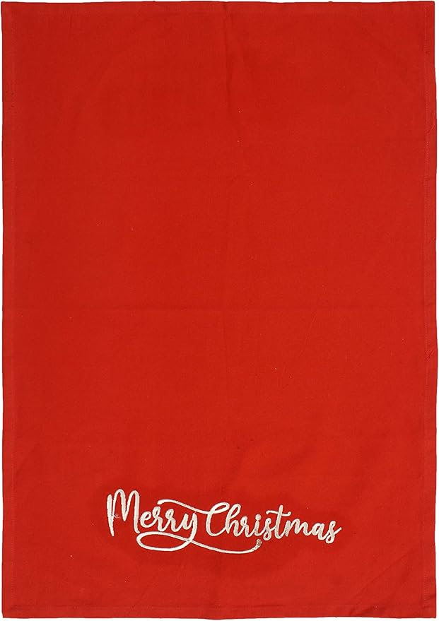 ACCENTHOME Christmas Kitchen Towels - Set of 4 Absorbent Cotton Dish Towels | Merry Christmas Printed Kitchen Linen Tea Towels & Drying Dishes - 20x28 inch