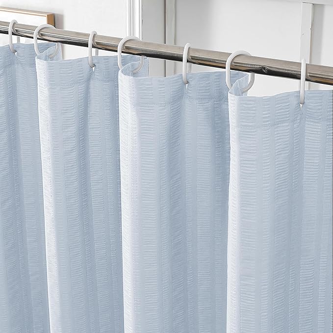 Aiyufeng Light Blue Shower Curtain for Bathroom, Embossed Textured Fabric Shower Curtain for Bathroom - Soft Cloth & Hotel Spa, Machine Washable, 72X72, Glacier Blue