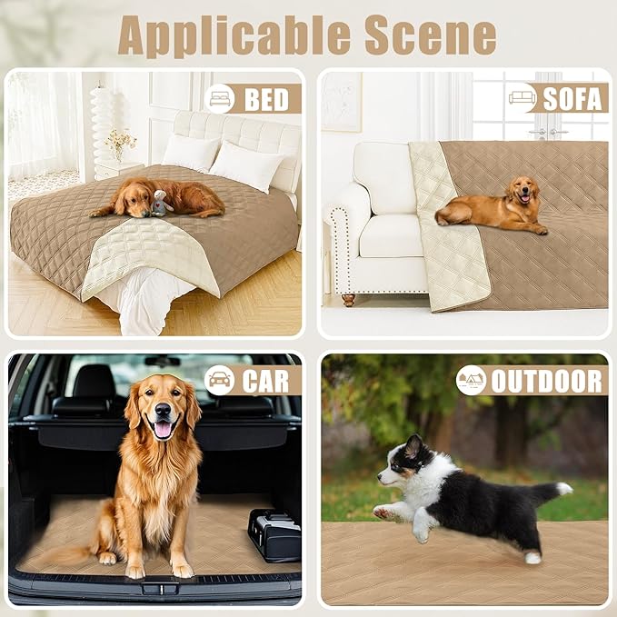 Smiry Waterproof Dog Bed Cover Blanket 30x53, Soft Reversible Pet Blanket, Washable Leakproof Cats Dogs Couch Cover for Sofa, Couch, Furniture, Lattice, Camel/Beige