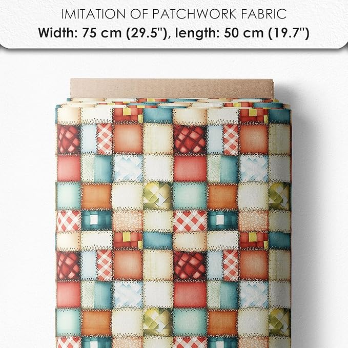 Patchwork Hot Cocoa Cotton Fabric Panel – 6 Designs (10×10 inch Each) + Bonus Sheet 29.5×19.6 inch, 100% Cotton 140 GSM, Made in Türkiye