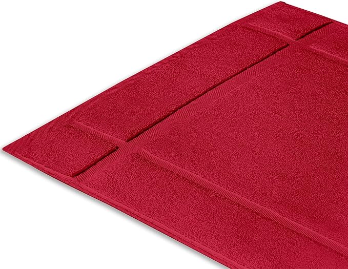 Ample Decor 100% Cotton Bath Mats 24 x 17 Inches, Quick Dry, 1350 GSM Banded Border Shower Bathroom Floor Mat, Not Bathroom Rug - Red, Pack of 6