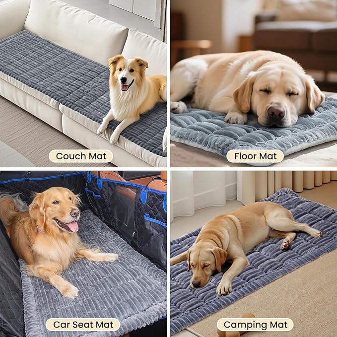 Backseat Pet Bed Mat,Dog Bed for Car,Dog Seat Cover for Car Back Seat, Non-Slip Travel Pet Mat, Fit for Backseat Extenders and Seat Covers (Dark Gray Thin)