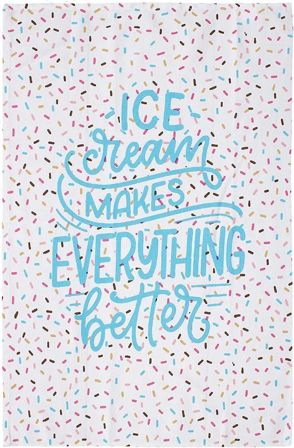 ACCENTHOME Kitchen Towels Set of 4 Super Absorbent Durable Towels Perfect for Kitchen Mess & Drying Dishes 50x70 cm Stripe & Check Pattern Sweet Dessert Print