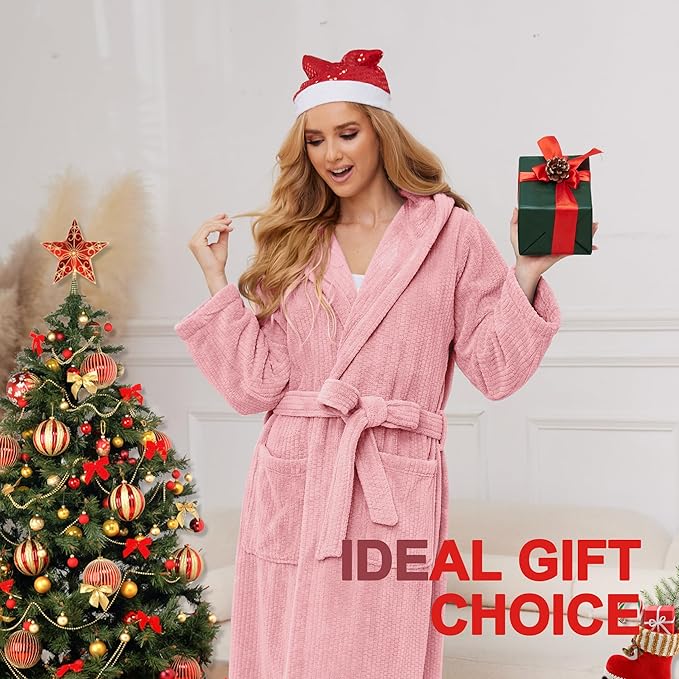 PJGGZ Hooded Bathrobes for Women, Soft Long Towel Robes for Women - Quick Dry yet Warm