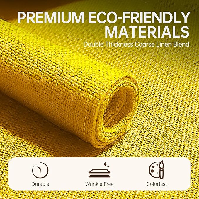 Blue Forest | Rectangular Faux Linen Placemats Set of 8 | Dual- Layered Thickened for Durability | Heat Resistant | Machine Washable | Wrinkle Free for Easy Care Indoor/Outdoor Use - Bright Yellow