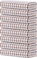 Kitinjoy Cotton 8 Pack Terry Kitchen Towels, 16 x 25 Inches Super Soft and Absorbent Dish Towels, Quick Drying Hand Towels for Kitchen Drying, Brown