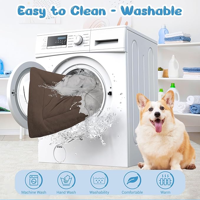 ZENGAOOU Dog Crate Pad 24 Inch, Washable Plush Crate Mat for Small Dogs and Puppies, Anti Slip Kennel Pad for Metal Crates, Indoor Use and Travel, Brown