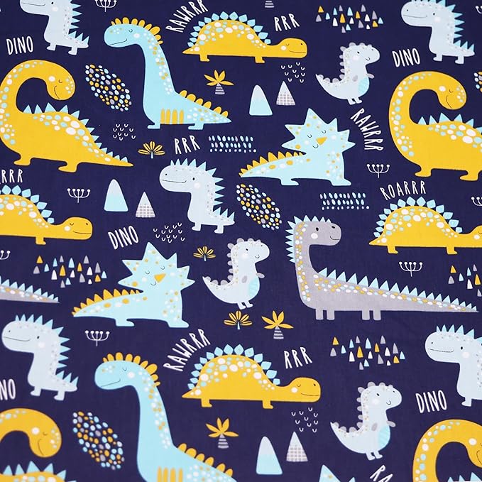 Hanjunzhao 21Pcs Cartoon Dinosaur Fabric Fat Quarters Bundles 18 x 22 Inch, Animal Print Dinosaurs Cotton Quilting Fabric Squares for Quilting, Sewing, Baby Boy Blanket, Quilts, Home Decor, and Crafts