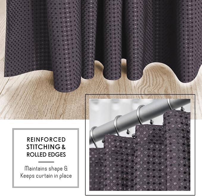 Clara Clark Purple Shower Curtain - Hotel Quality Waffle Fabric Bath Curtain 72x72, Heavy Duty Waterproof Shower Curtains for Bathroom