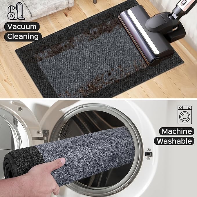 DOMUSTEX Washable Area Rug 34" x 60", Non Slip Kitchen Rug for Floor, Absorbent Entrance Runner Rug for Bedroom, Living Room, (Roll Packing)
