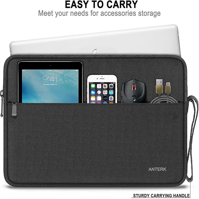 Laptop Sleeve Case 13 Inch, Water Resistant Traveling Computer Cover with Handle, Shockproof Protective Carrying Laptop Bag Compatible for 13 in MacBook Air/MacBook Pro M2 M1, Black