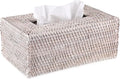 Sumnacon Tissue Box Cover Rectangle Tissue Box Rattan Tissue Box Holder,Wicker Decorative Tissue Holder for Bathroom Toilet Living Room Kitchen Office Table Desk, Whitewash