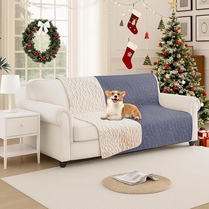 CYCMACO Waterproof Dog Bed Cover, Non-Slip Dog Blanket for Couch, Couch Covers for Dogs Washable, Pet Blanket for Furniture, Pet Bed Mat for Sofa, Car, Pet Supplies (52x82 Inch, Grey Blue)