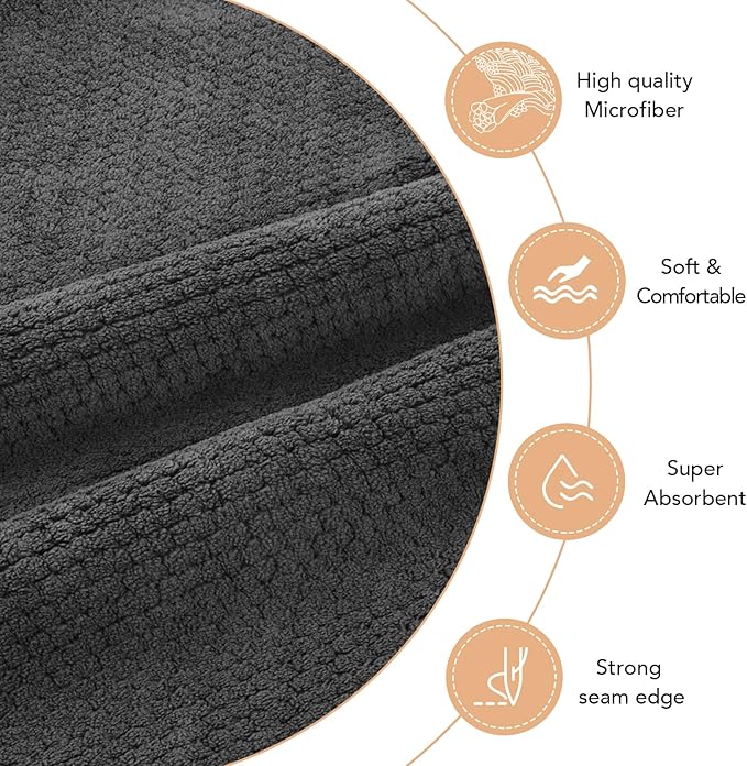 SUNLAND Microfiber Hair Towel Wrap, Hair Drying Towel with Button, Hair Turbans for Wet Hair Head Towel to Dry Hair Quickly 2 Pack