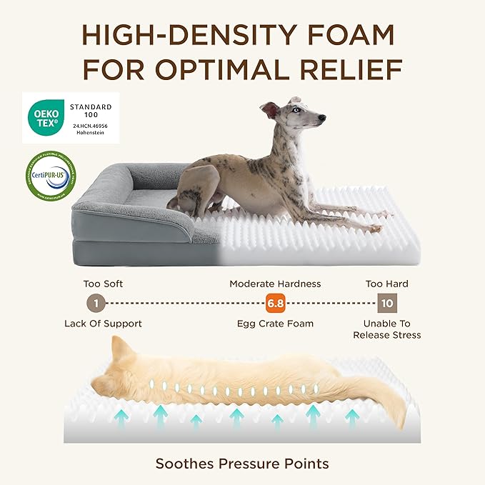 Bedsure Self Warming Orthopedic Dog Bed Medium Size Dogs - Washable Medium Dog Bed Waterproof, Comfort Pet Couch with Removable Cover, Pets Sofa with Nonskid Bottom, Brown, Non-Electric