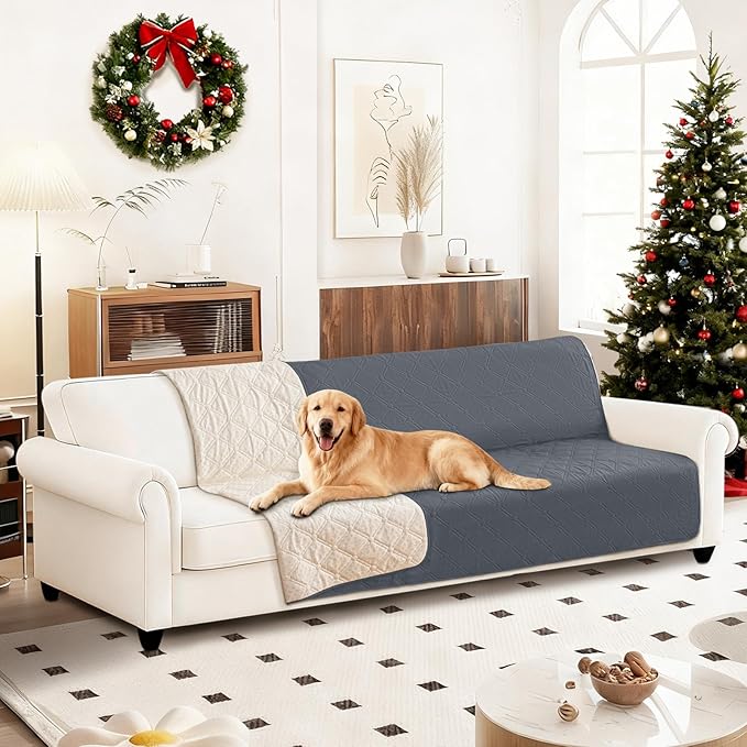 CYCMACO Waterproof Dog Bed Cover, Non-Slip Dog Blanket for Couch, Couch Covers for Dogs Washable, Pet Blanket for Furniture, Pet Bed Mat for Sofa, Car, Pet Supplies (82x82 Inch, Dark Grey)